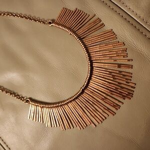 Gorgeous brass fringe bib necklace